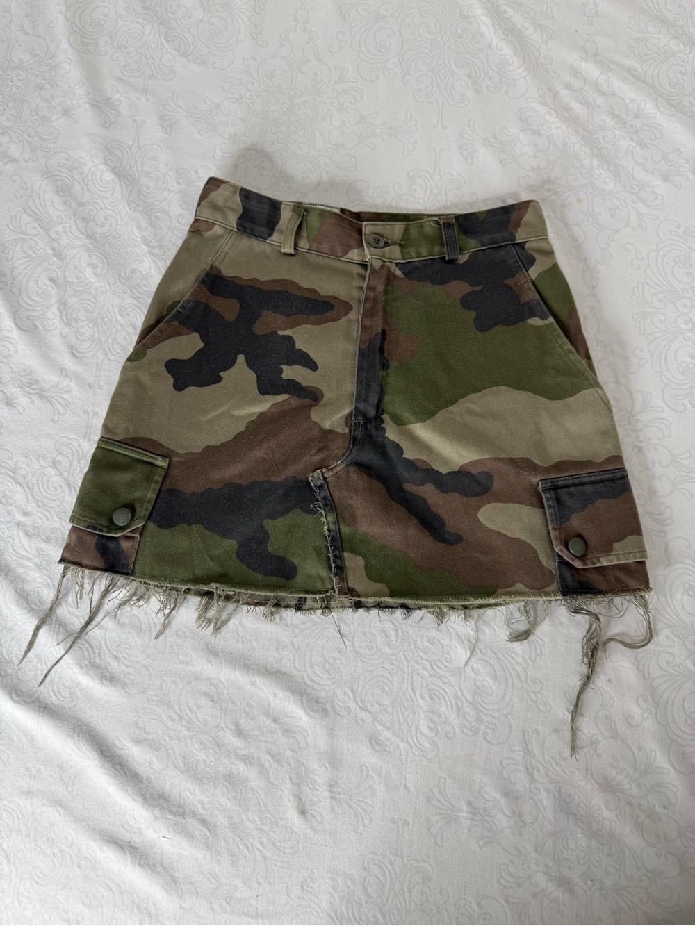 Vintage Re-made Military Camo Mini Skirt Size XS